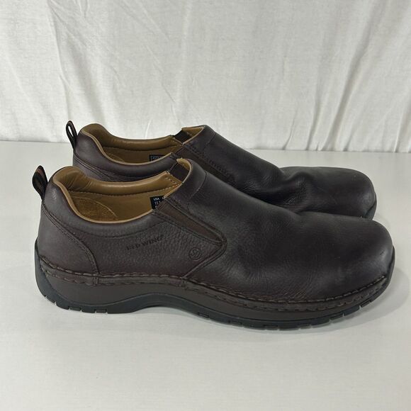 RED WING Men\'s 6702 Brown Leather Steel Toe Slip On Shoes Loafer Work Size